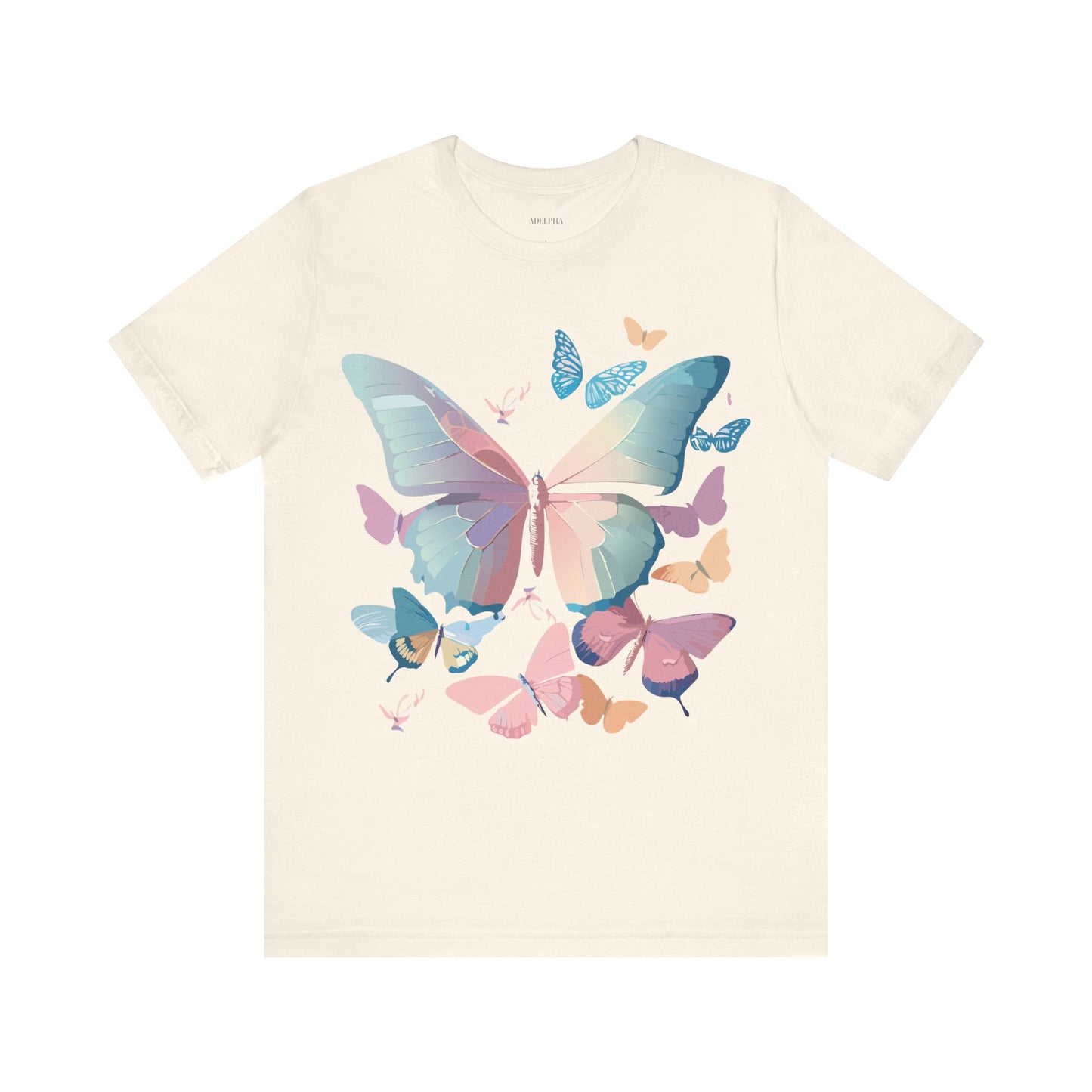 Natural Cotton Tee Shirt with Butterfly