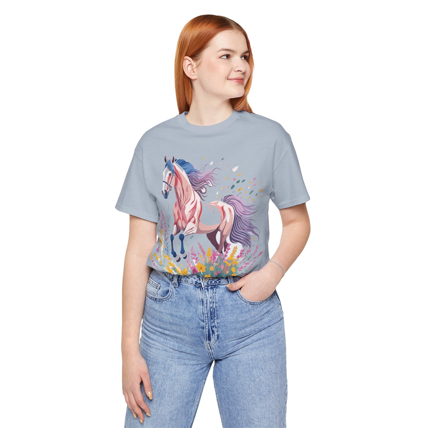 Natural Cotton Tee Shirt with Horse