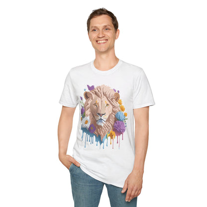 Lion Shirt Unisex Floral Lion Tee Gildan Softstyle 64000 Short Sleeve