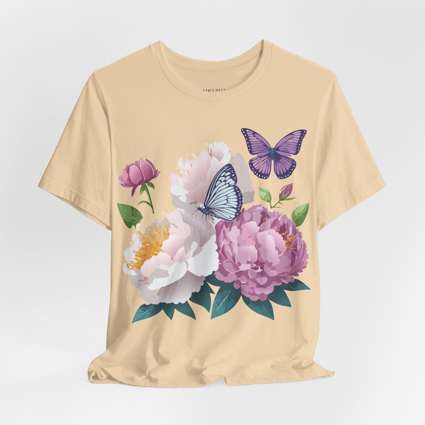 T-shirt en coton naturel avec fleurs