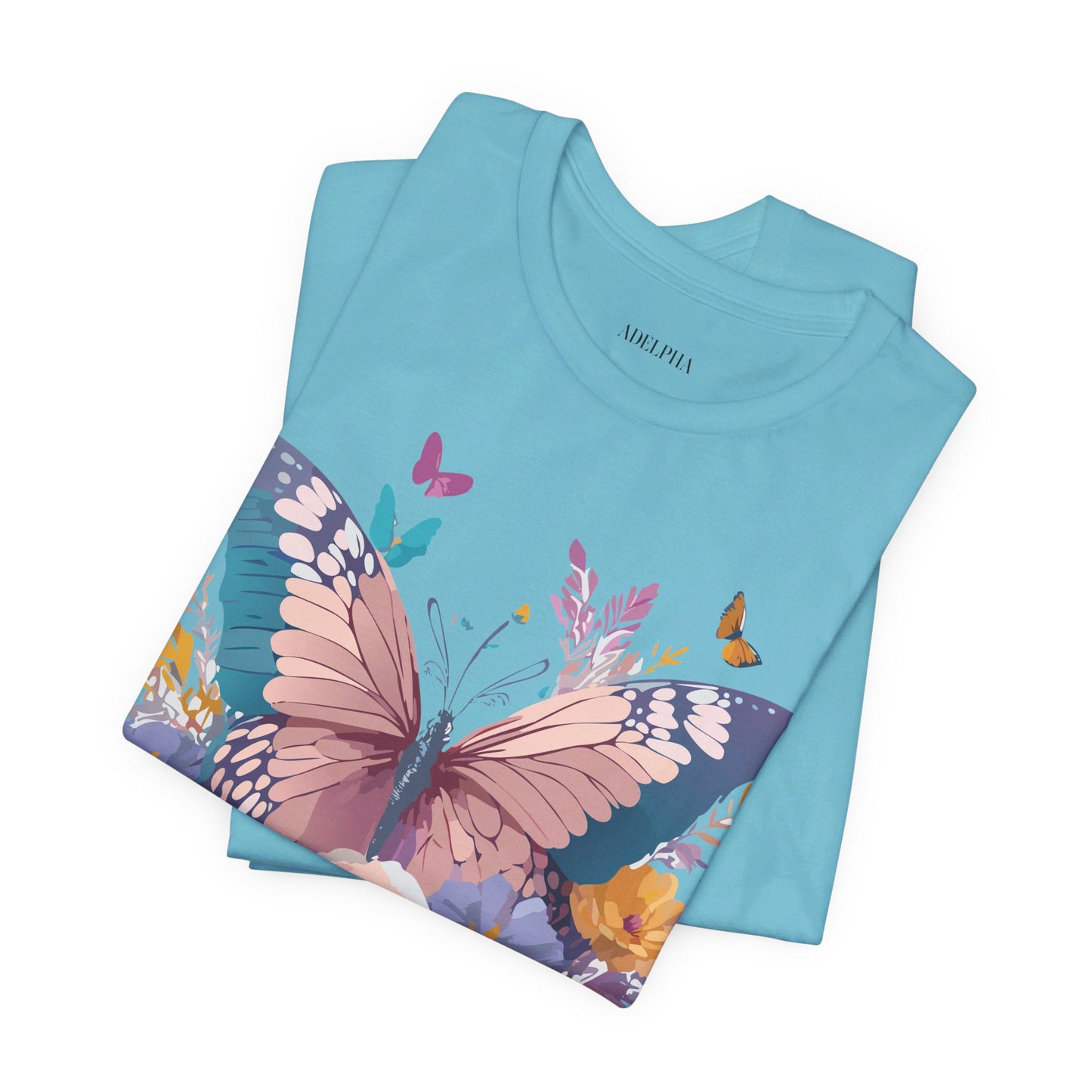 Natural Cotton Tee Shirt with Butterfly