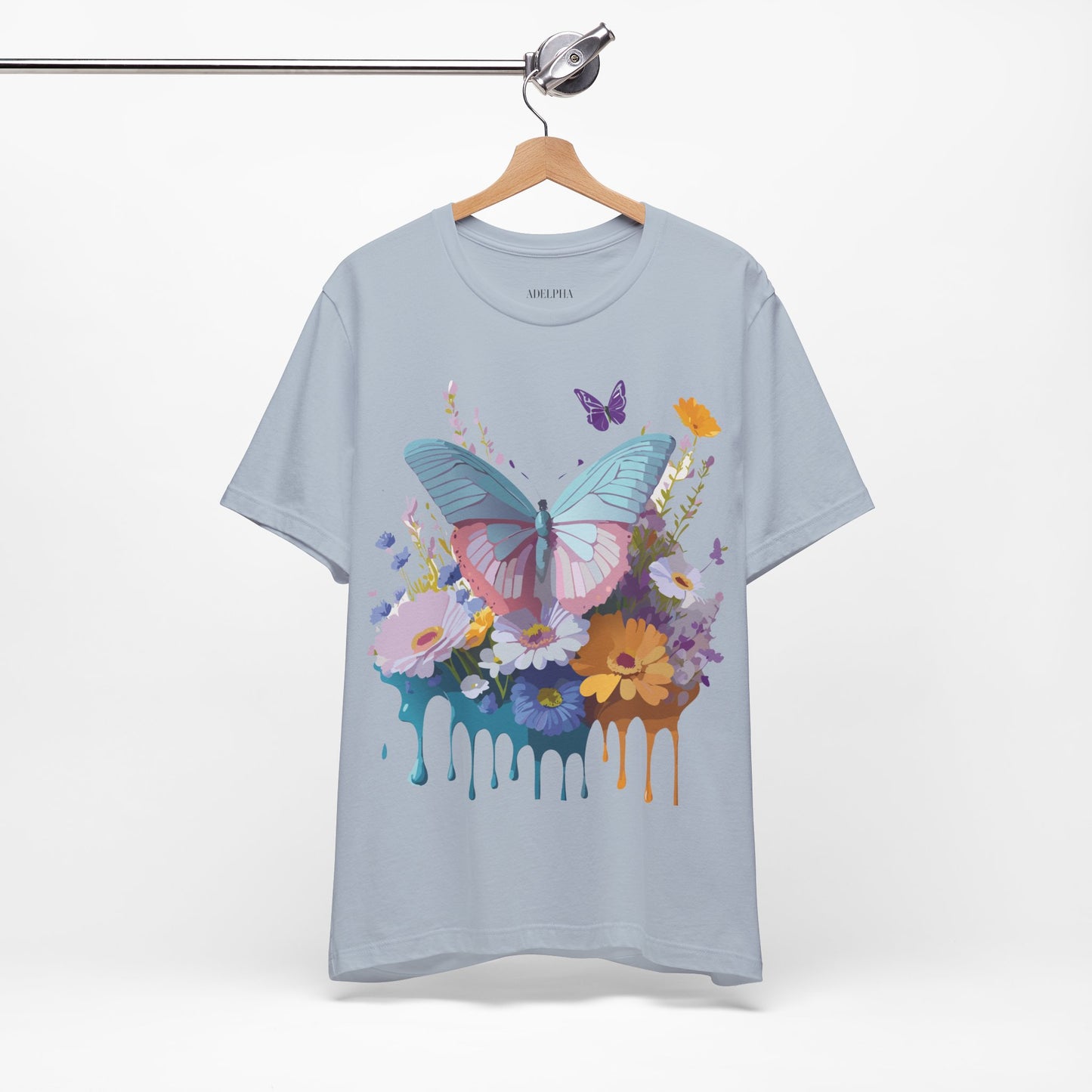 Natural Cotton Tee Shirt with Butterfly