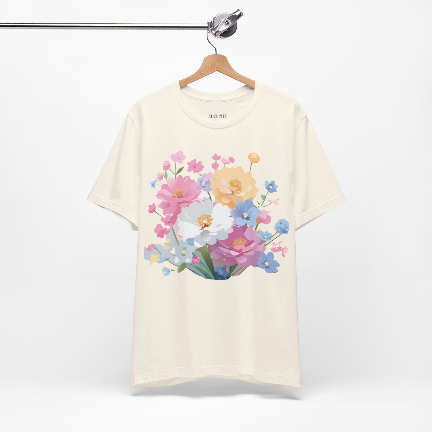 T-shirt en coton naturel avec fleurs