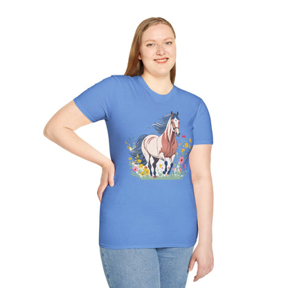 Unisex Horse Tee Softstyle Cotton Shirt With Animals Design Graphic