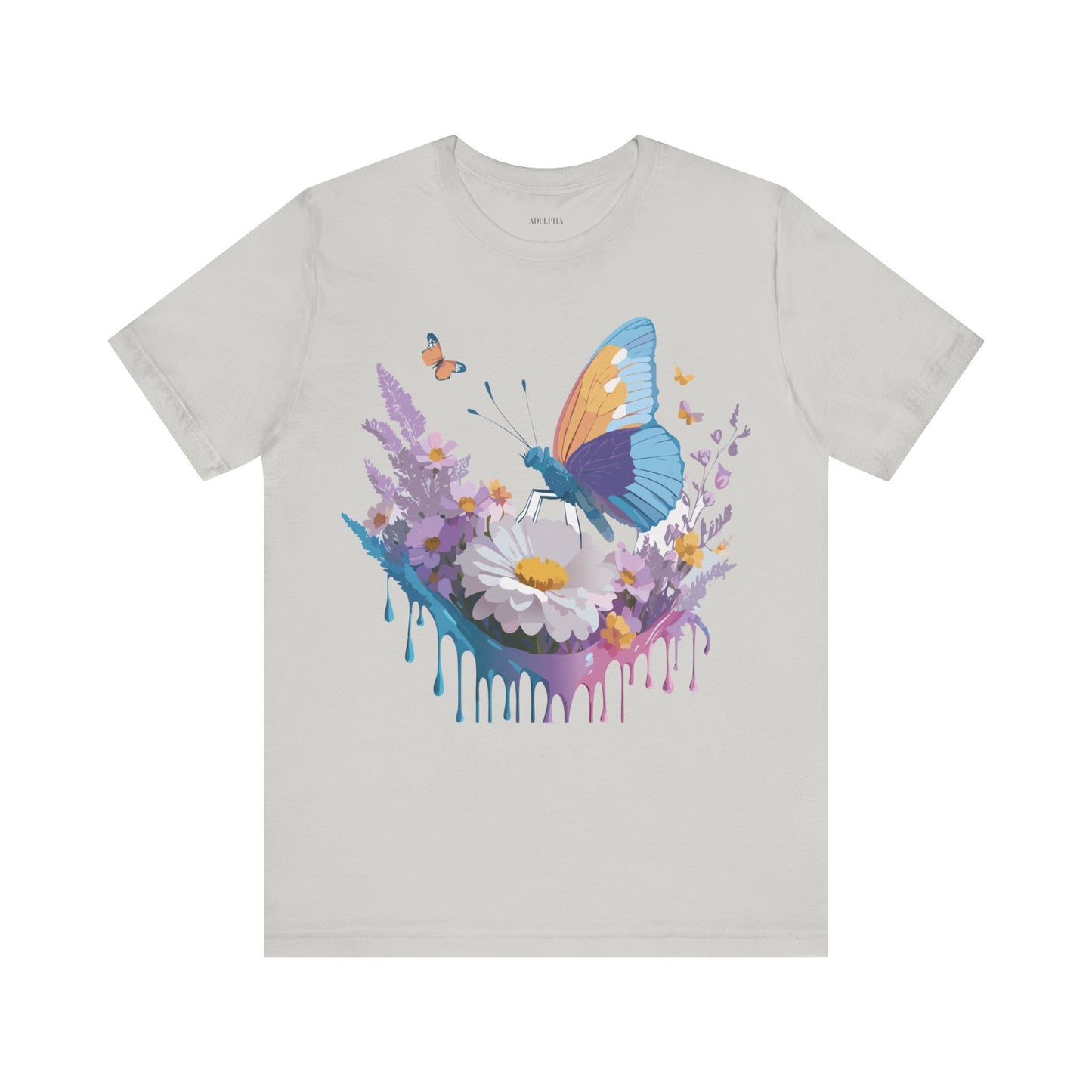 Natural Cotton Tee Shirt with Butterfly