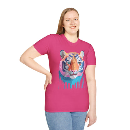 Tiger Print Unisex Softstyle Breathable Cotton Tee 64000 Gildan Shirt