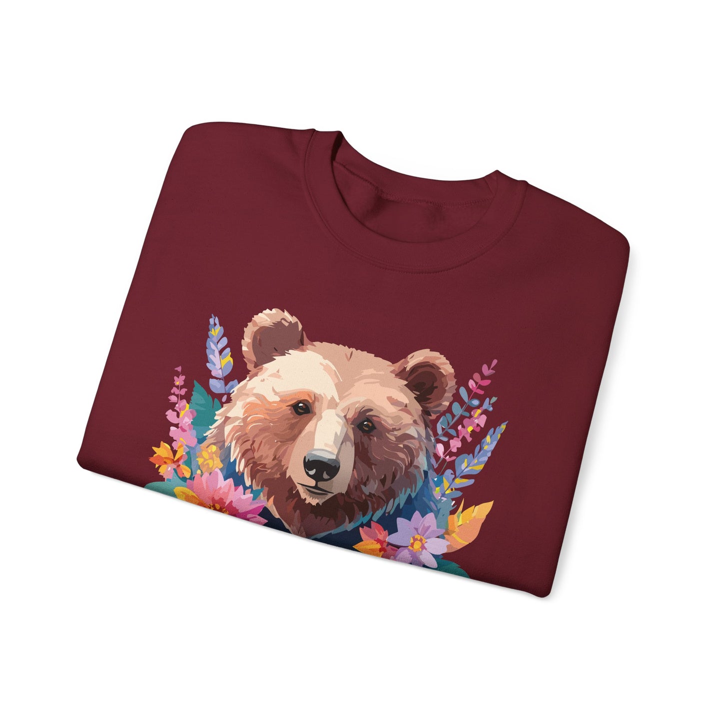 Unisex Floral Bear Sweatshirt, Animals Sweatshirt, Floral Sweatshirt, Art Design Sweatshirt