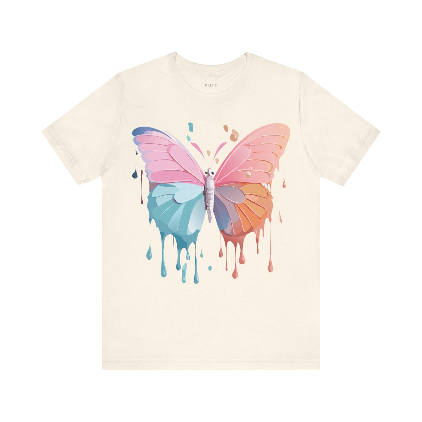 Natural Cotton Tee Shirt with Butterfly