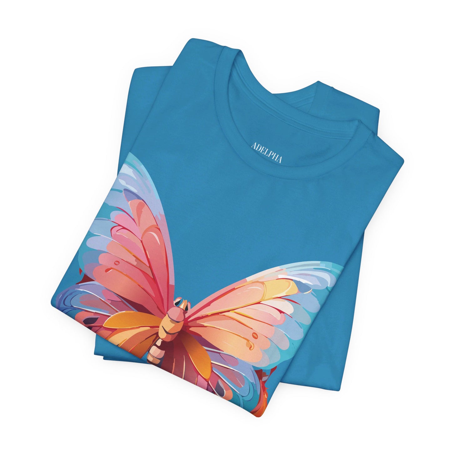 Natural Cotton Tee Shirt with Butterfly