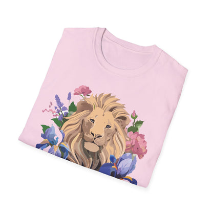 Unisex Softstyle Lion Shirt Floral Lion Tee Animal Print Graphic Tee