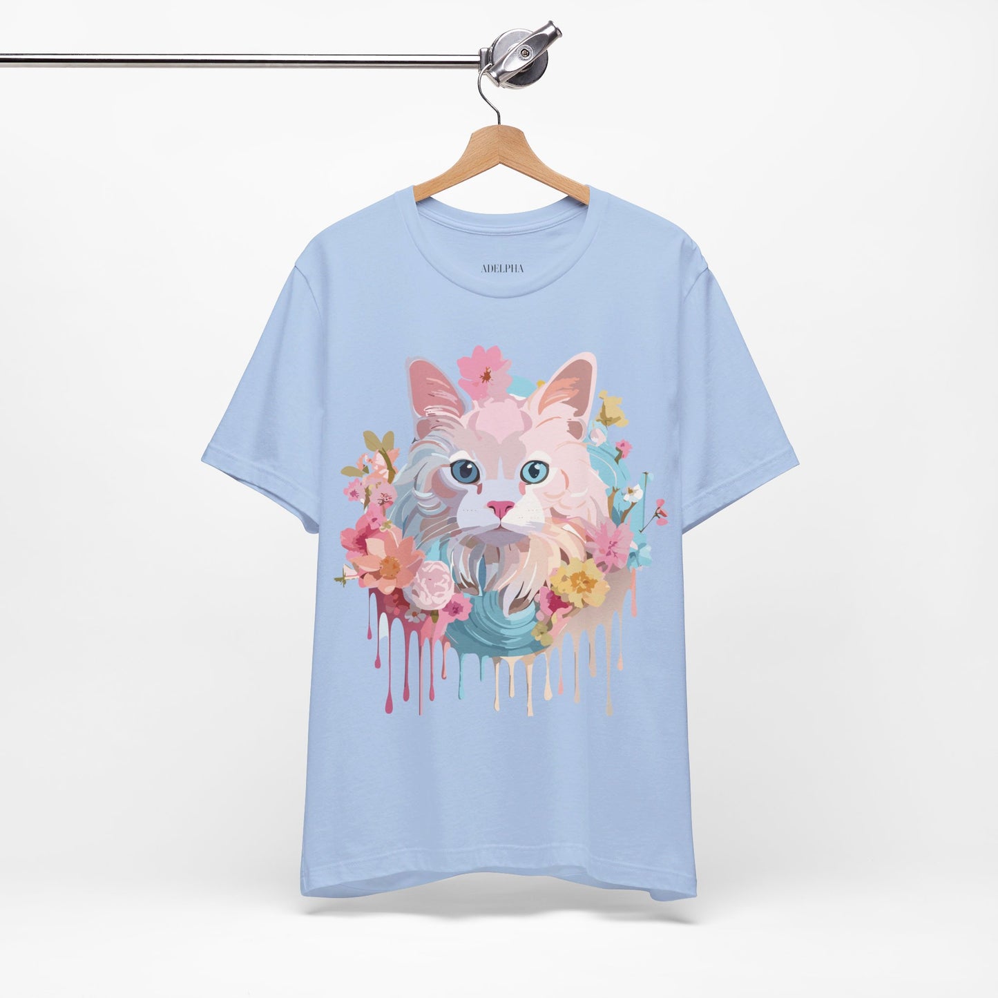 Natural Cotton Tee Shirt with Cat