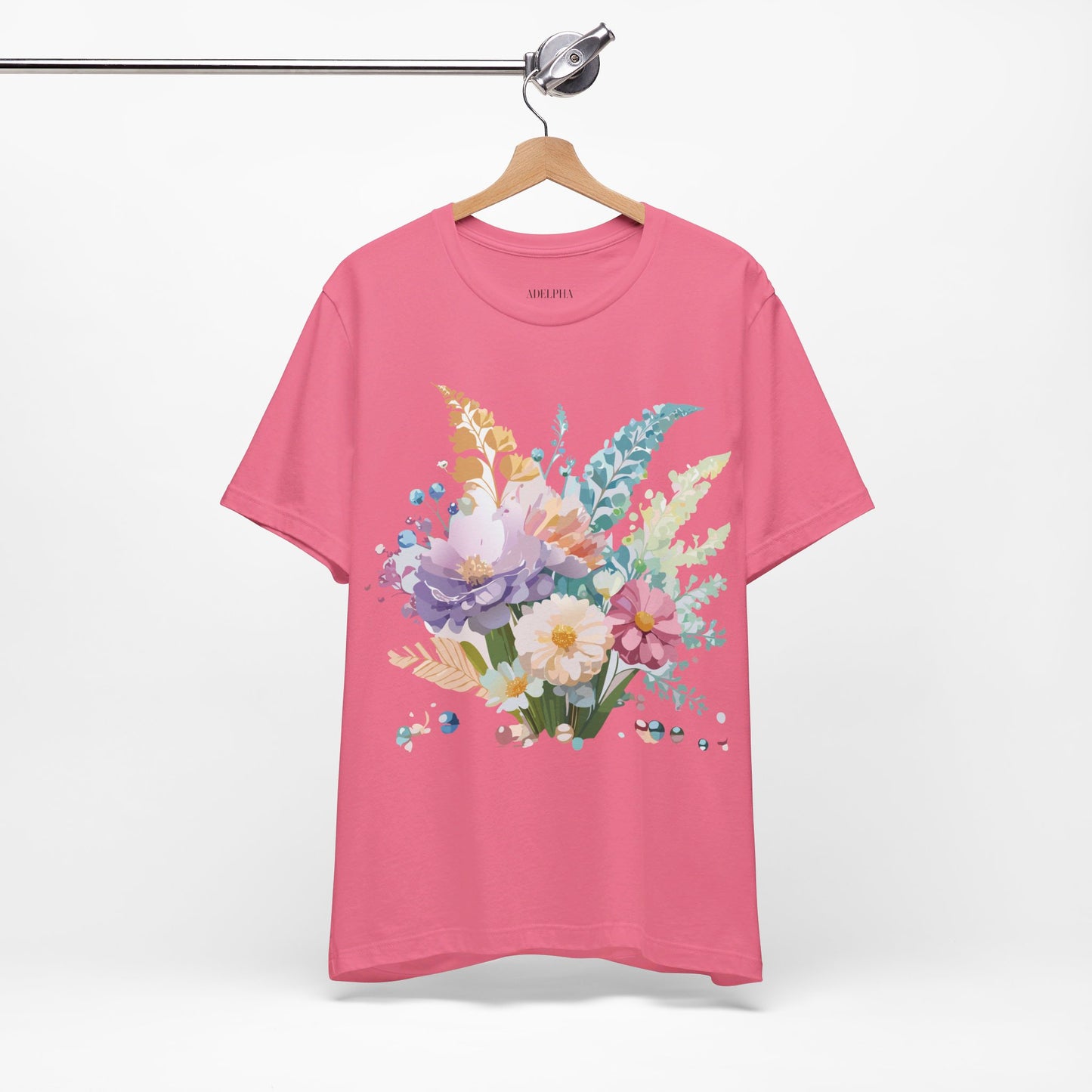 Natural Cotton Tee Shirt with Flowers