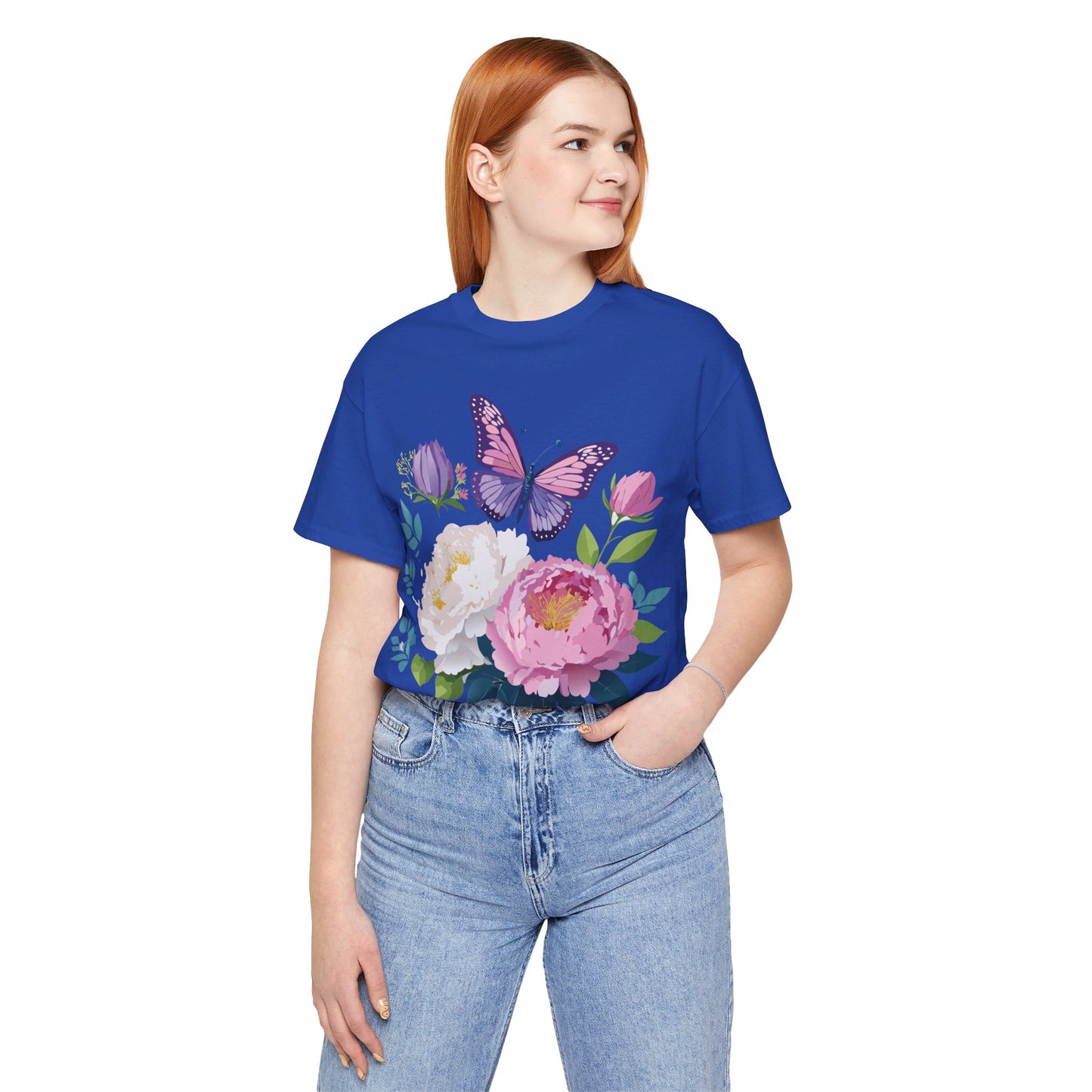 T-shirt en coton naturel avec fleurs