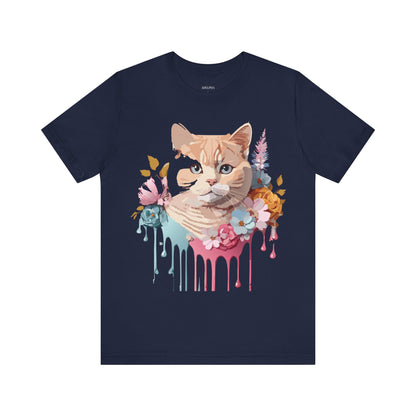 Natural Cotton Tee Shirt with Cat Printify