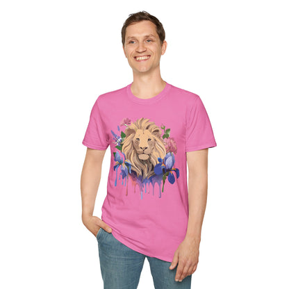 Unisex Softstyle Lion Shirt Floral Lion Tee Animal Print Graphic Tee