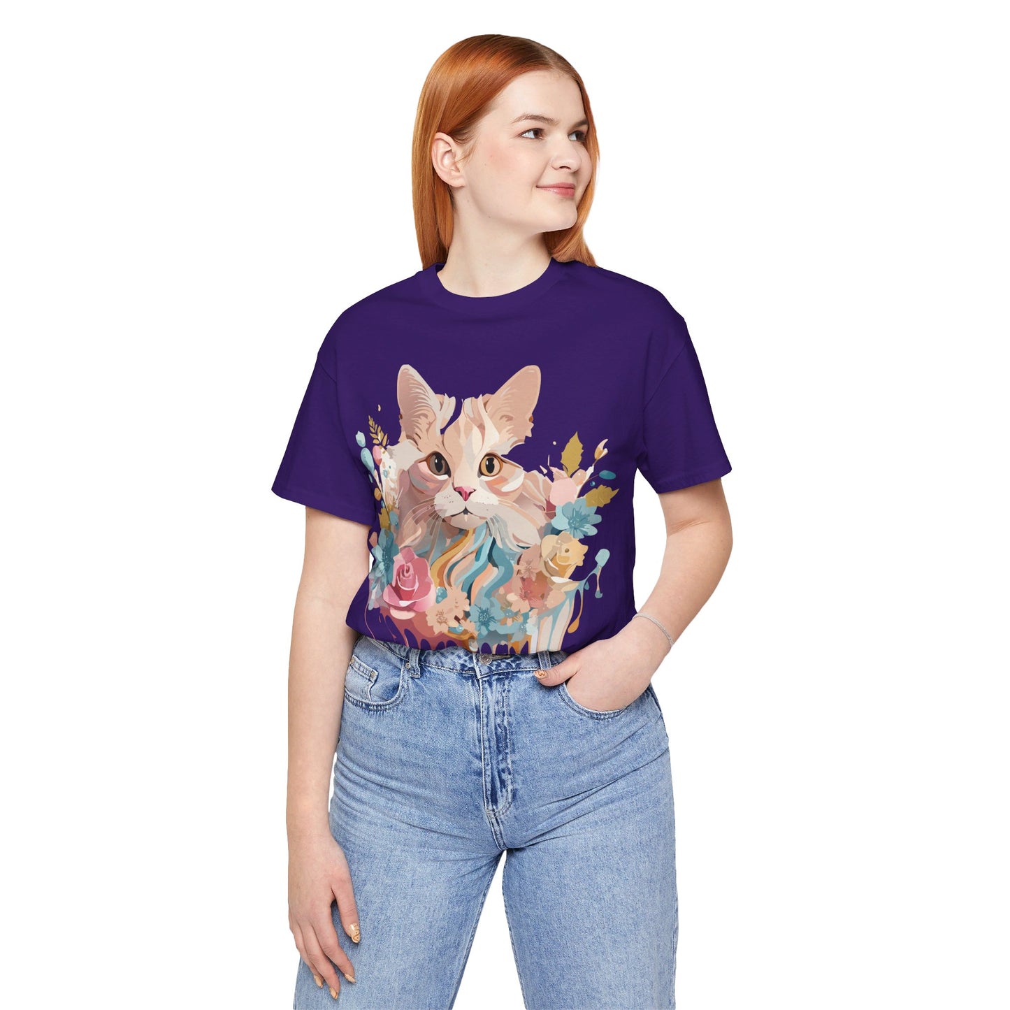 T-Shirt aus natürlicher Baumwolle mit Katze