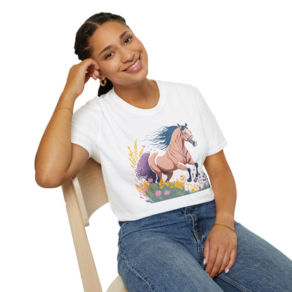 Unisex Horse Shirt With Animal Design Gildan Softstyle 64000 Tee