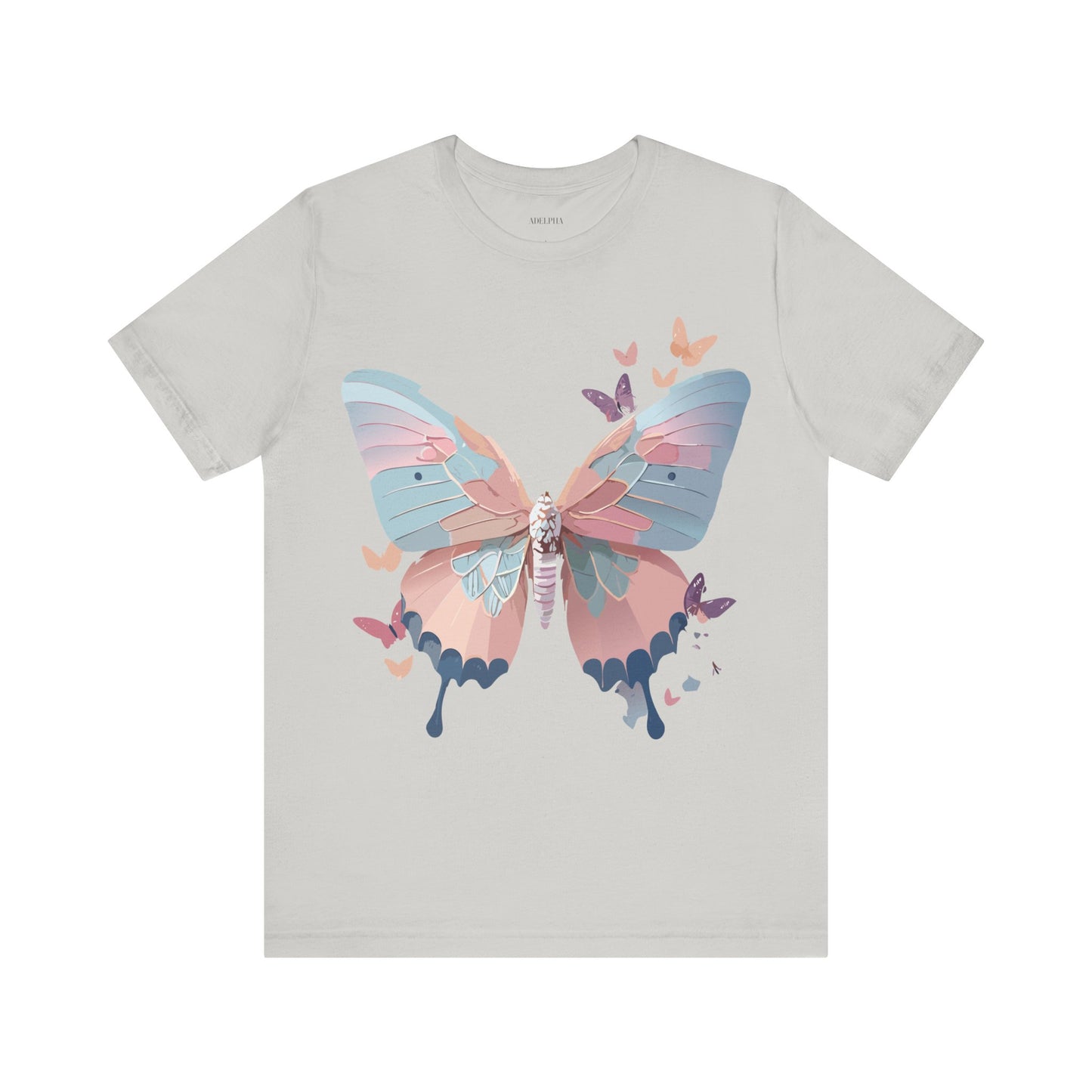 Natural Cotton Tee Shirt with Butterfly