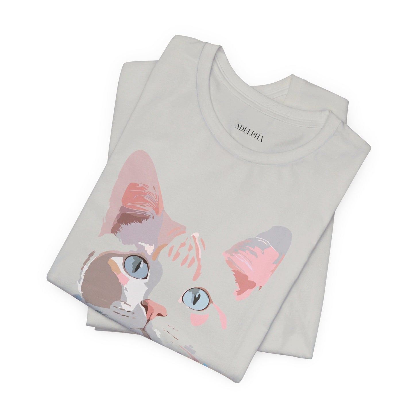 Natural Cotton Tee Shirt with Cat