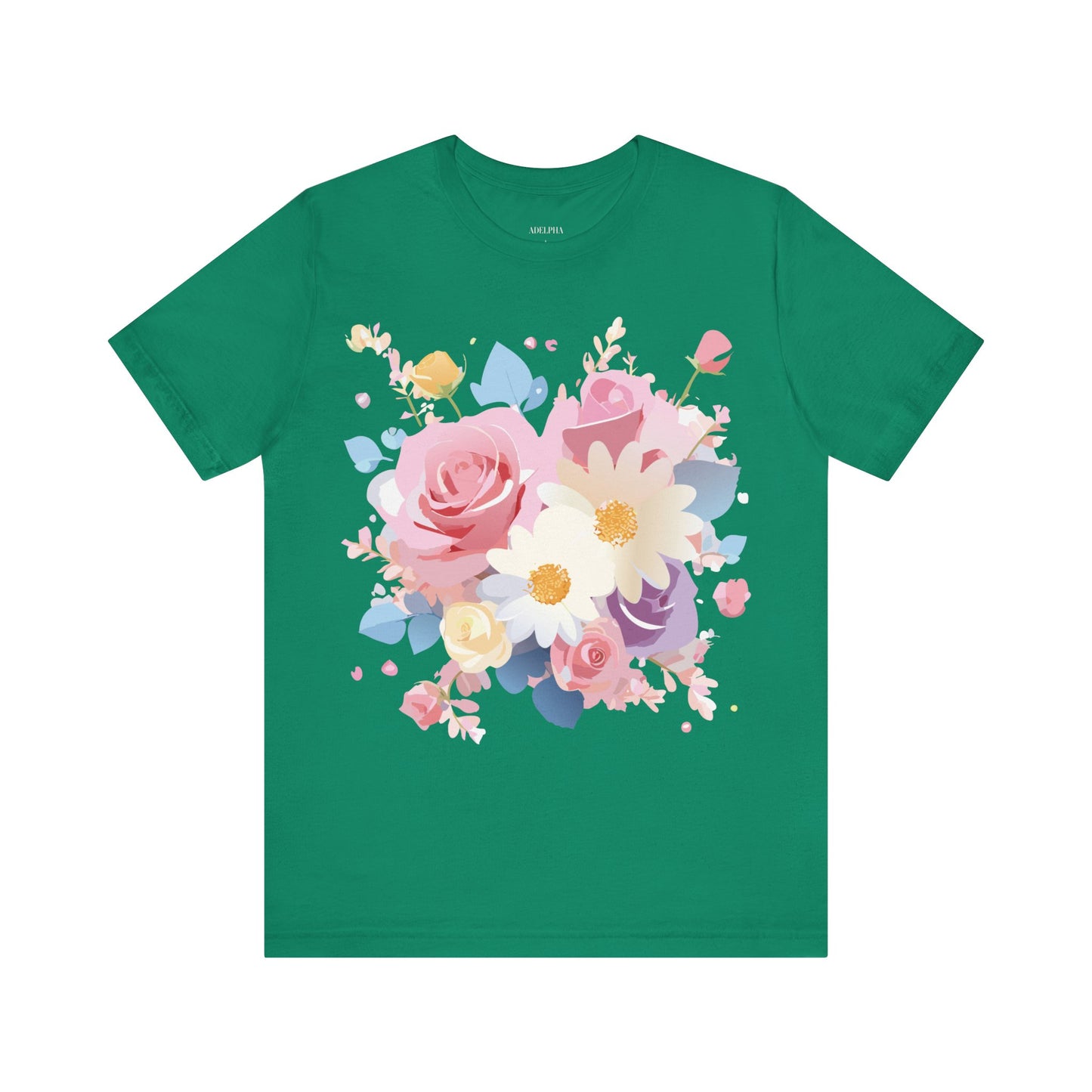 Natural Cotton Tee Shirt with Flowers