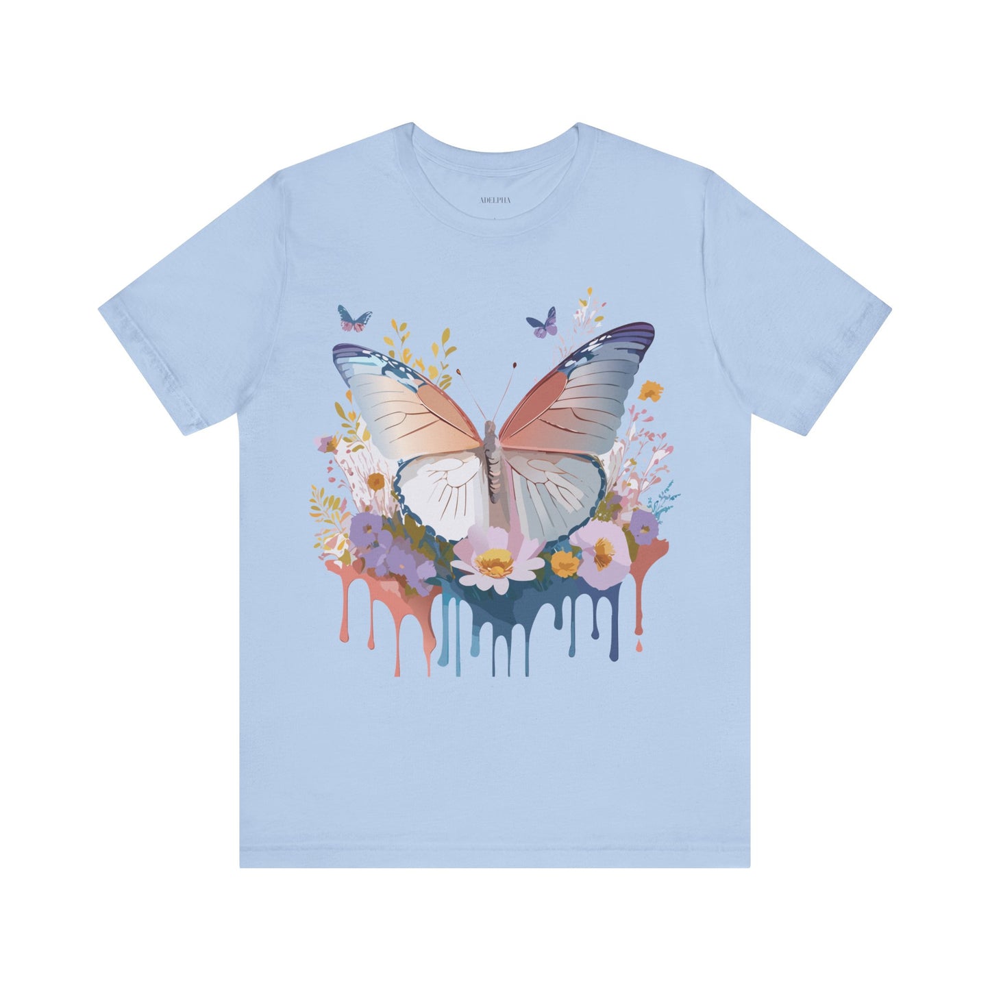 Natural Cotton Tee Shirt with Butterfly