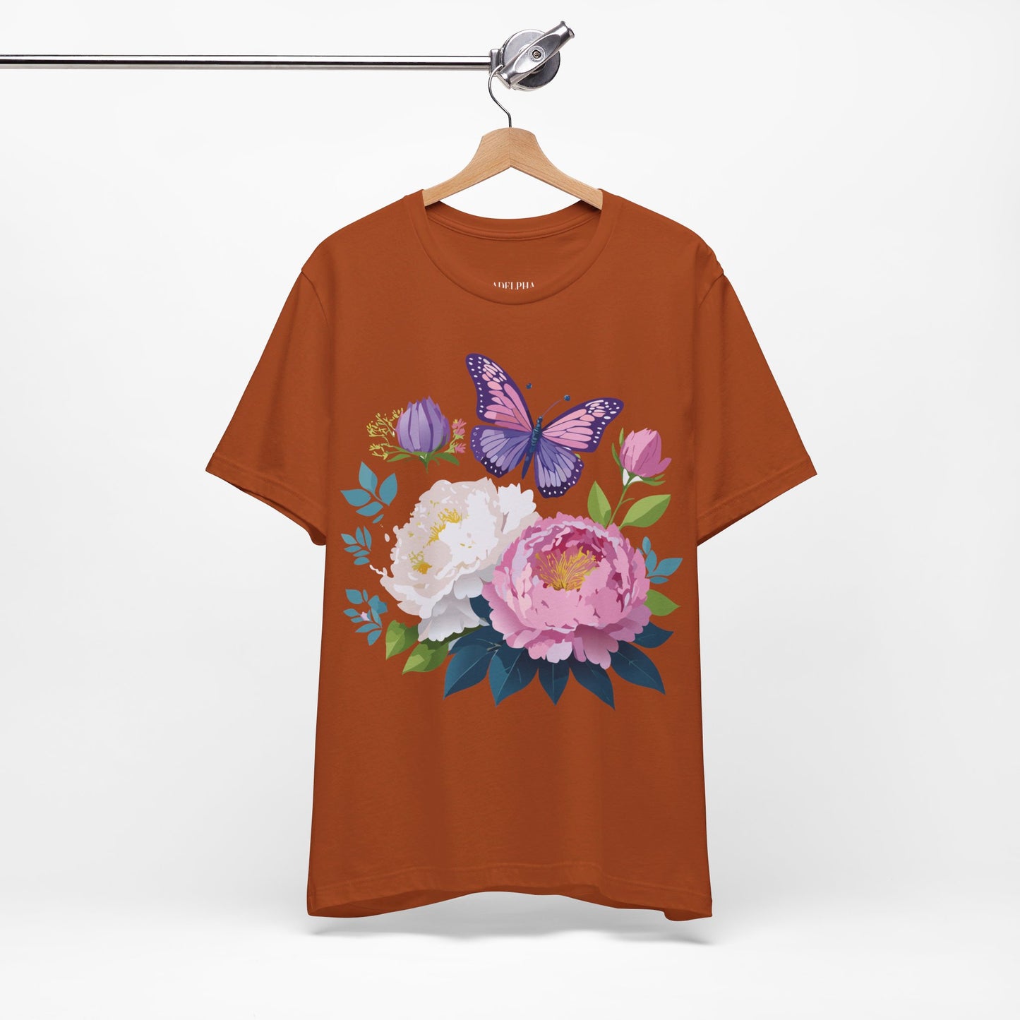 T-shirt en coton naturel avec fleurs