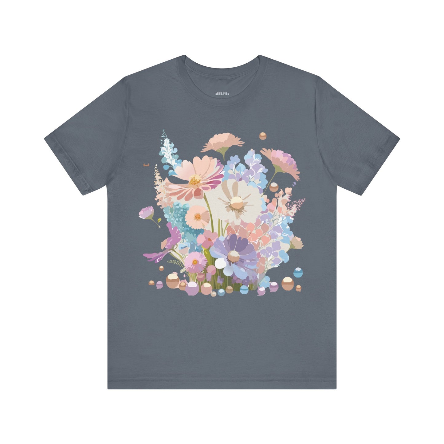 Natural Cotton Tee Shirt with Flowers