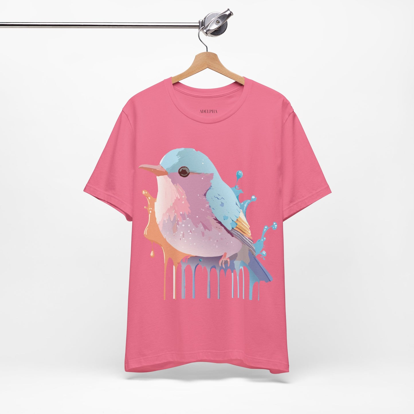 Natural Cotton Tee Shirt with Bird