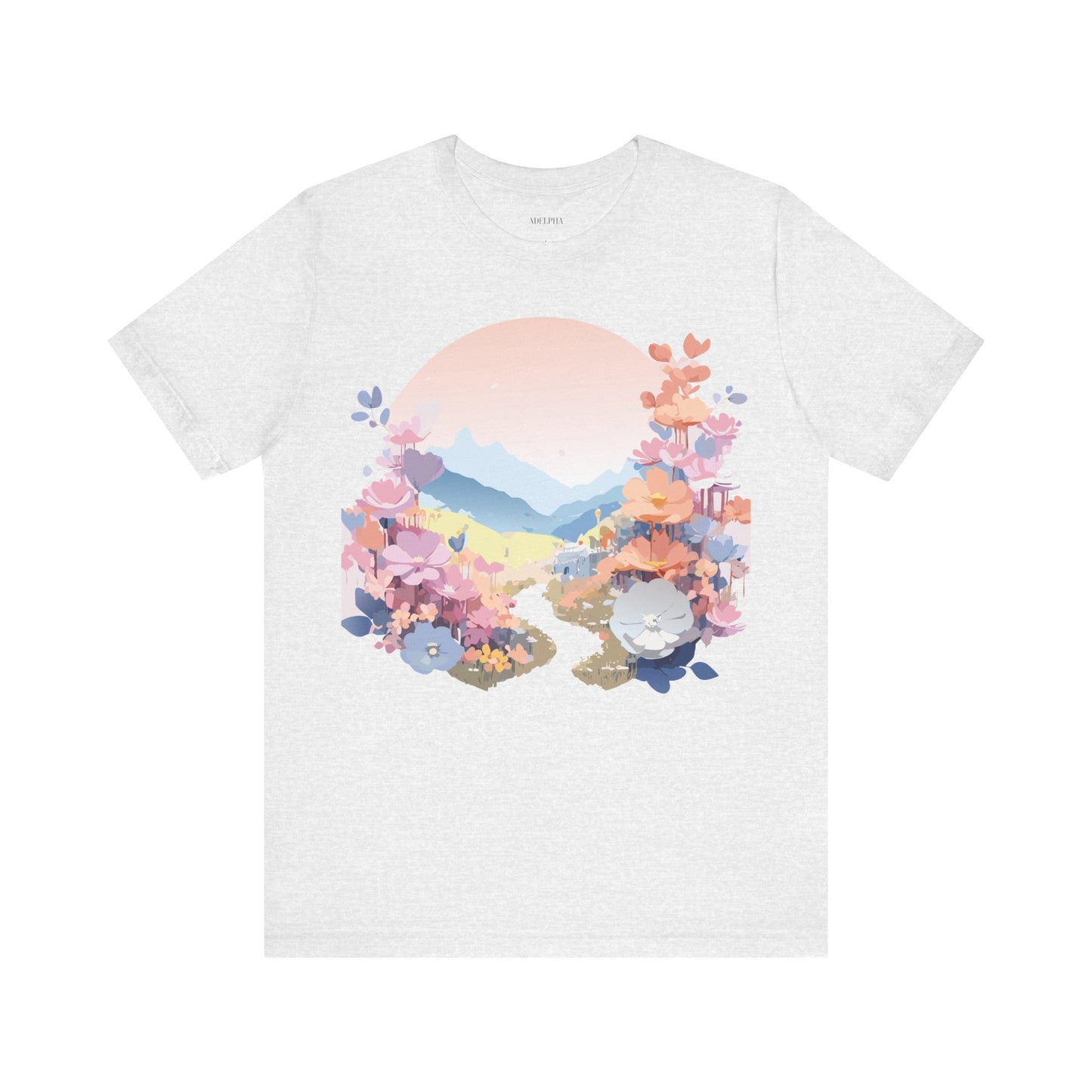 Natural Cotton Tee Shirt with Flowers