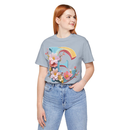 Natural Cotton Tee Shirt - Letters Collection - E Printify