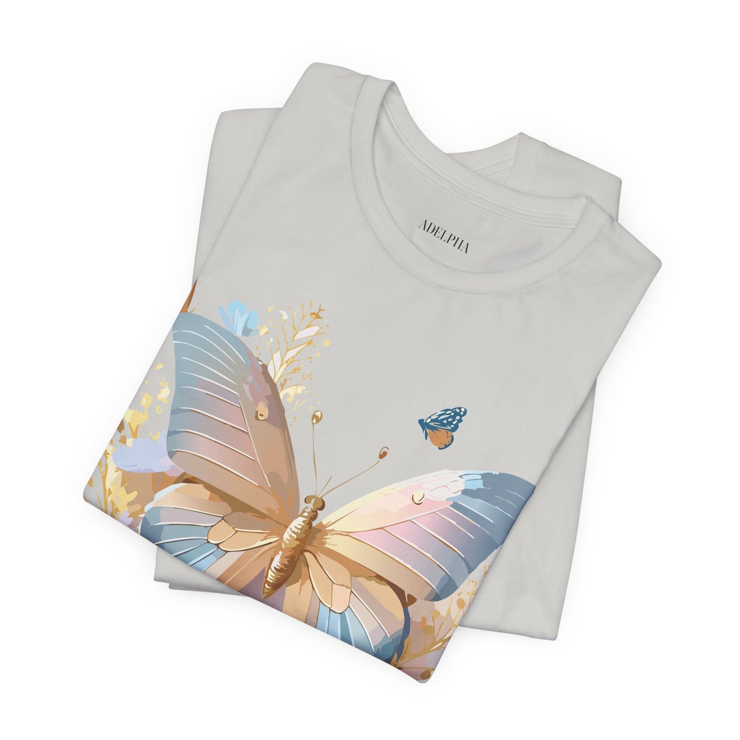 Natural Cotton Tee Shirt with Butterfly