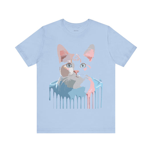 Natural Cotton Tee Shirt with Cat