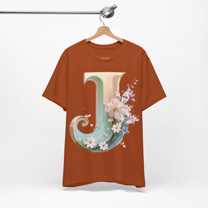 Natural Cotton Tee Shirt - Letters Collection - J Printify
