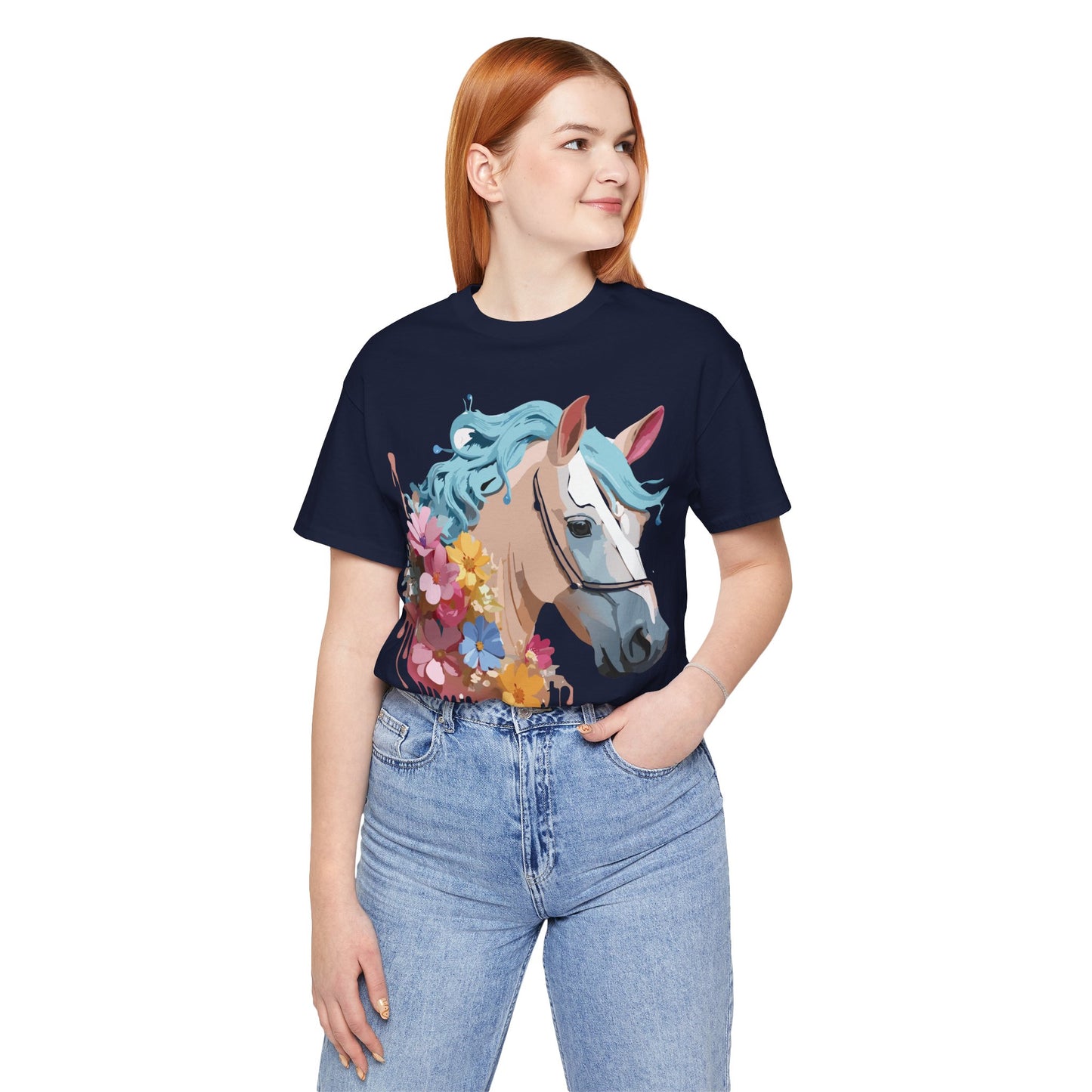 Natural Cotton Tee Shirt with Horse