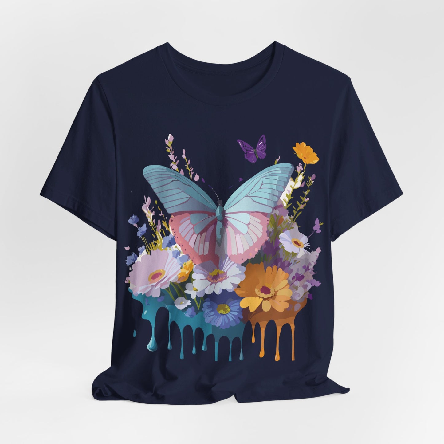 Natural Cotton Tee Shirt with Butterfly