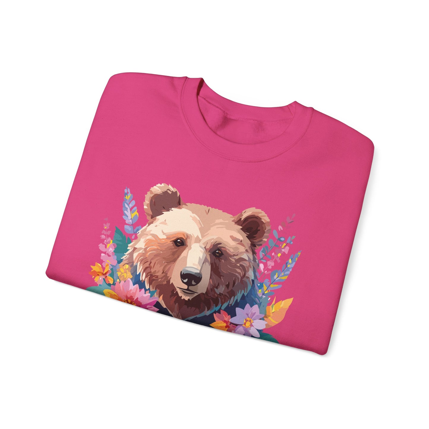 Unisex Floral Bear Sweatshirt, Animals Sweatshirt, Floral Sweatshirt, Art Design Sweatshirt