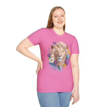 Lion Shirt Unisex Floral Lion Tee Gildan Softstyle 64000 Short Sleeve