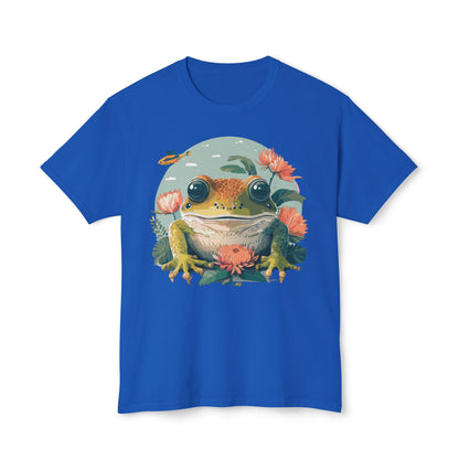 Vintage Frog Art T Shirt With Floral Full Color Print Unisex Tee
