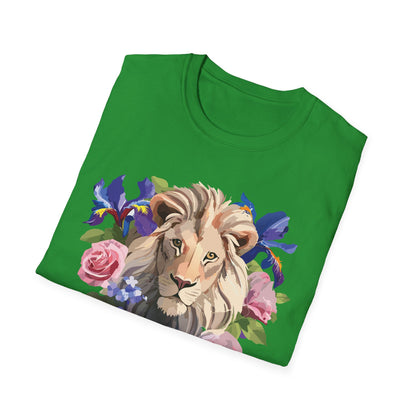 Unisex Lion Shirt Floral Lion Tee Softstyle Gildan 64000 100 Percent Cotton