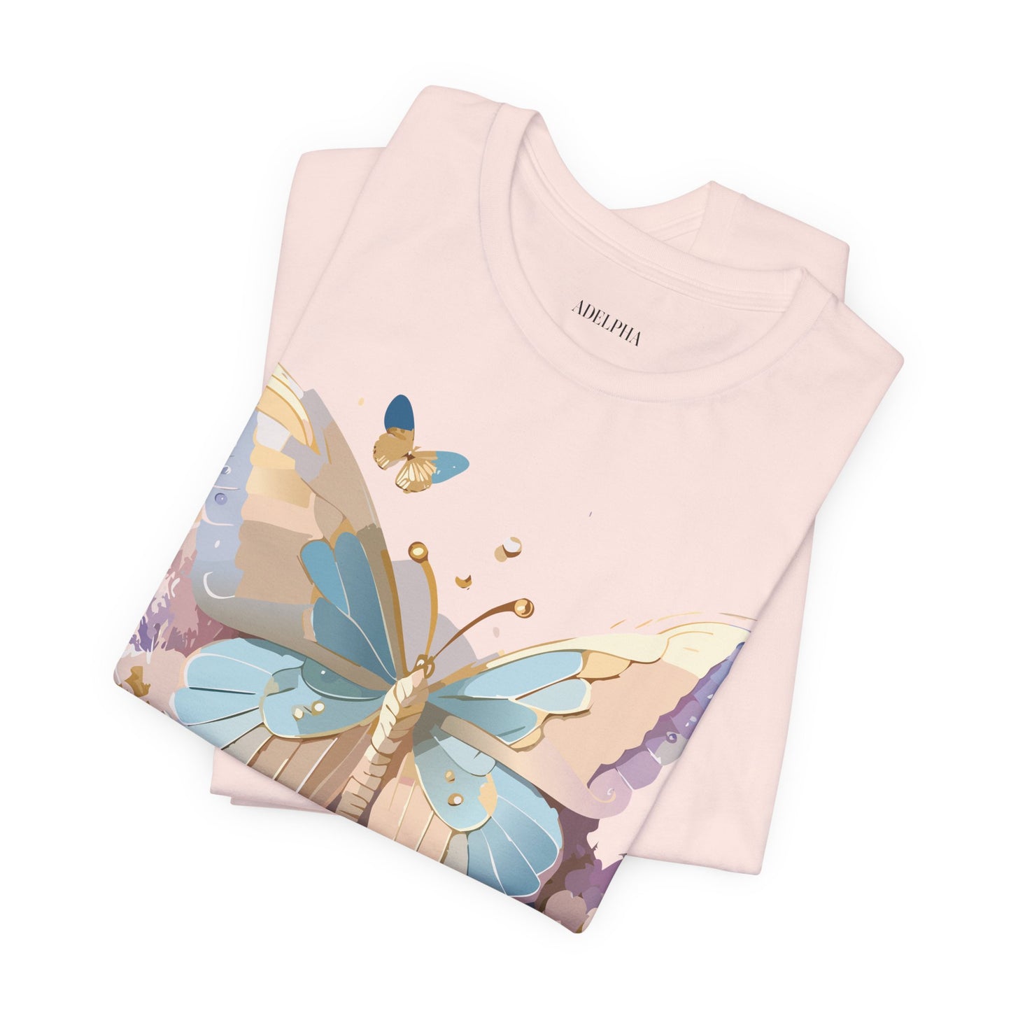 Natural Cotton Tee Shirt with Butterfly