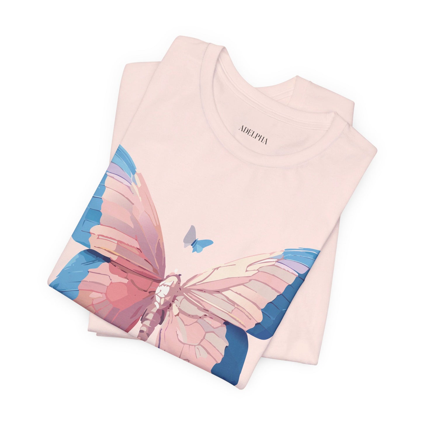 Natural Cotton Tee Shirt with Butterfly