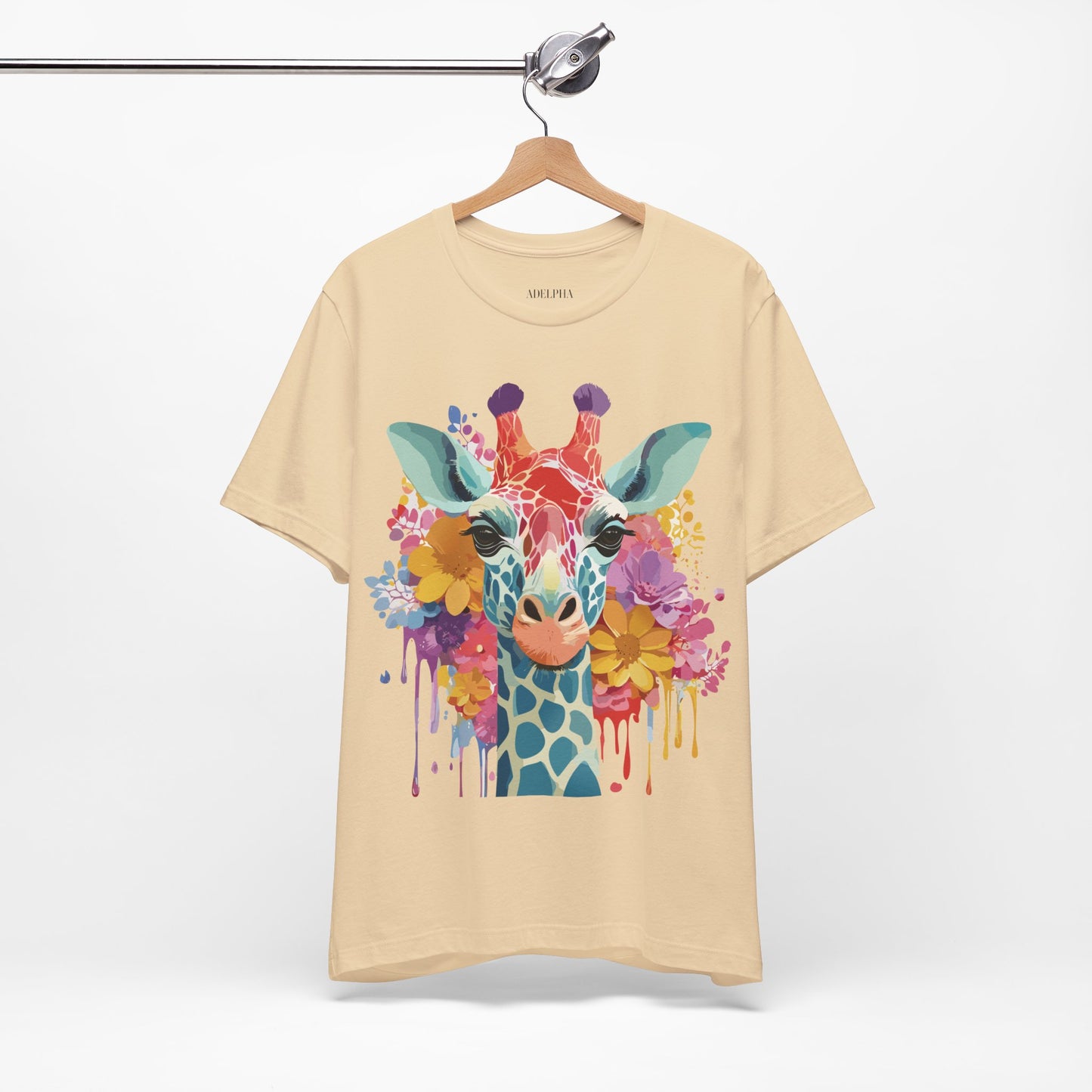 Natural Cotton Tee Shirt with Giraffe