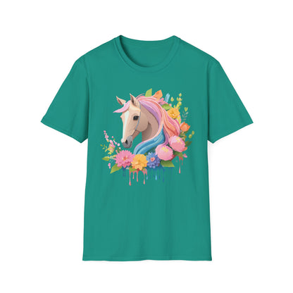 Unisex Horse Shirt Soft Cotton Tee With Animal Artwork Gildan Softstyle