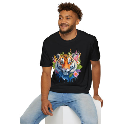 Tiger Print Unisex Gildan Softstyle Tee 64000 100 Percent Ring Spun Cotton