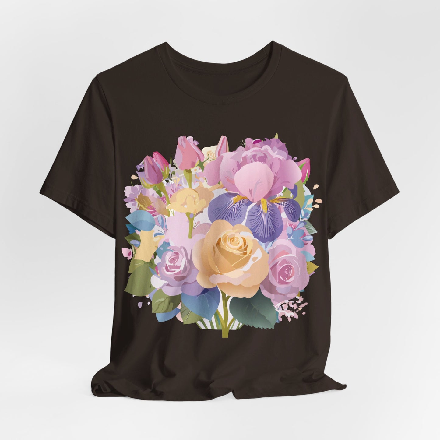 Natural Cotton Tee Shirt with Flowers