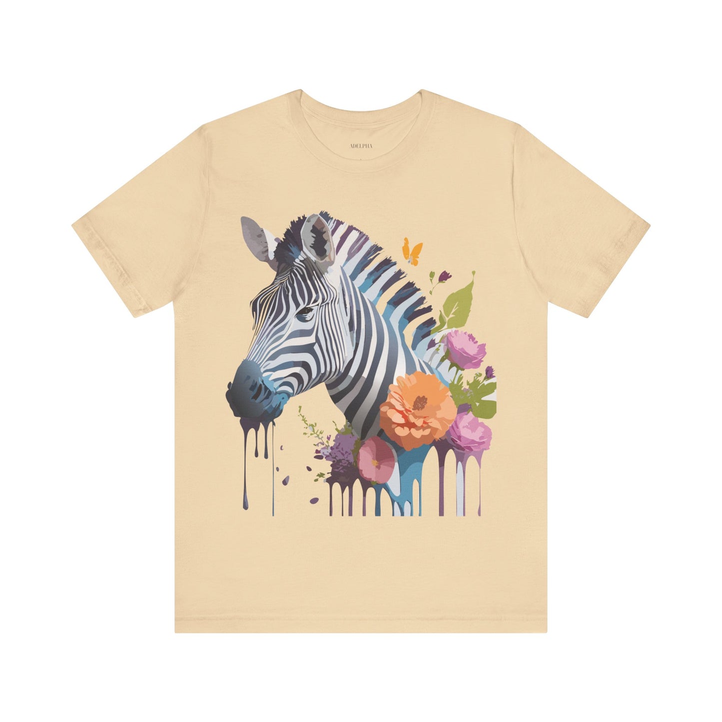 Natural Cotton Tee Shirt with Zebra