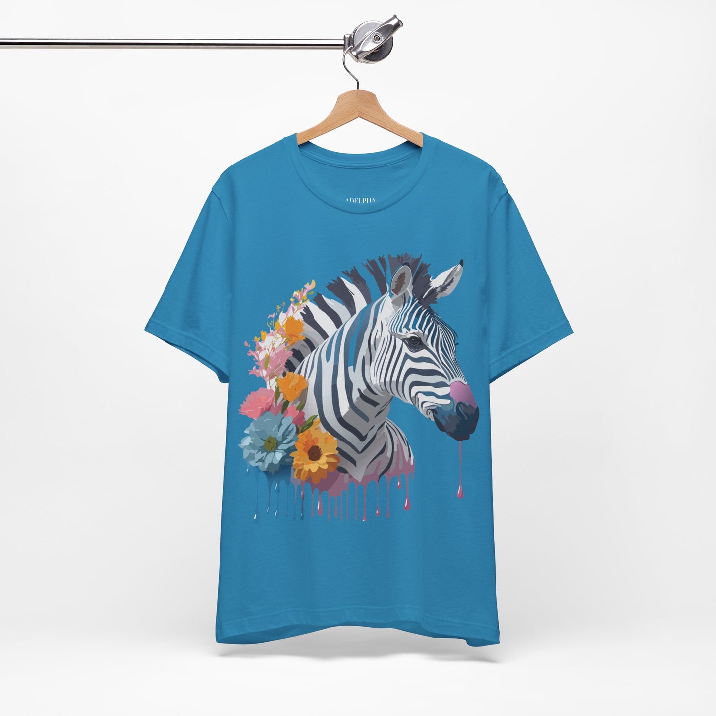 Natural Cotton Tee Shirt with Zebra