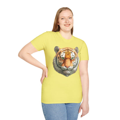 Tiger Print Shirt Unisex Animal Tee Gildan Softstyle 64000 Cotton Comfort