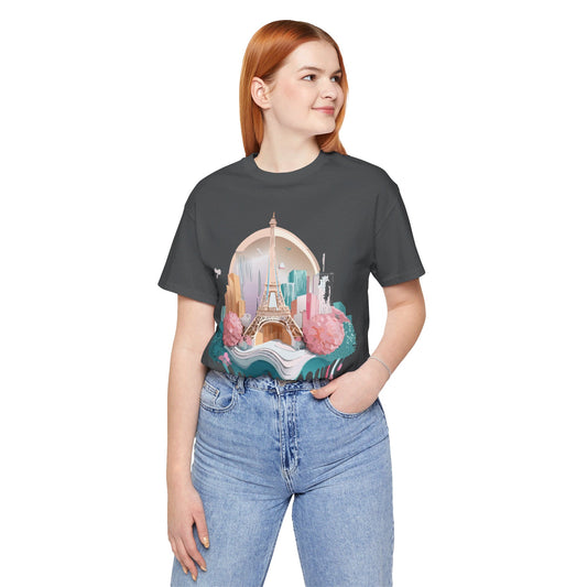 Natural Cotton Tee Shirt - Beautiful Places Collection - Paris Printify