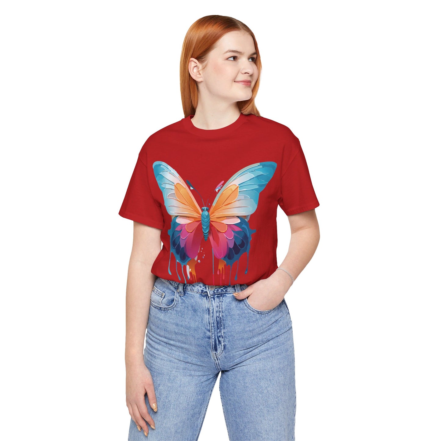 Natural Cotton Tee Shirt with Butterfly